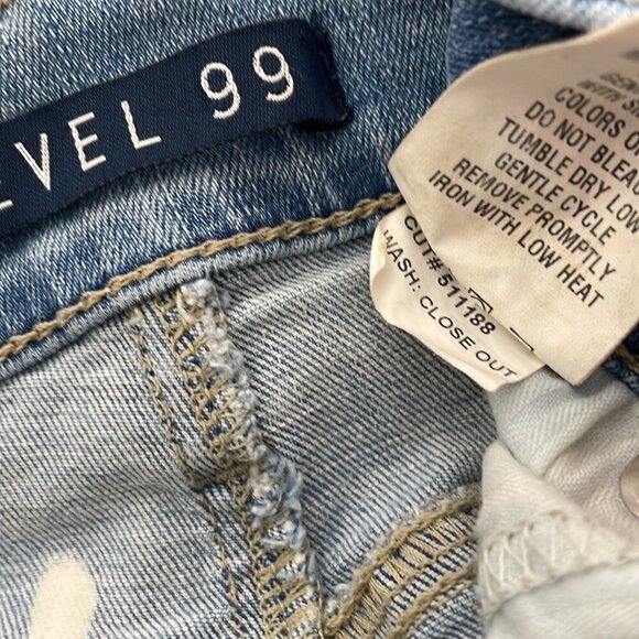 Level 99 Jeans Ankle Raw Hem Splatter Blue Medium Wash Denim Size 28 - Picture 11 of 14